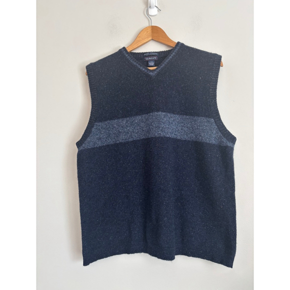 GANT Other - GANT Mens Large Lambswool V-Neck Sweater Vest Navy Gray